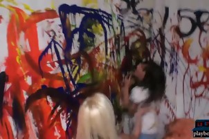Dorm room paint party with college teens turns into orgy