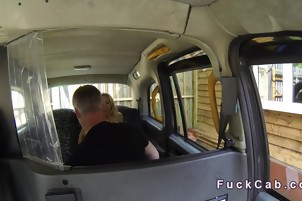 Huge tits hottie gags in fake taxi