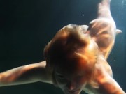 Babes swim and get naked underwater